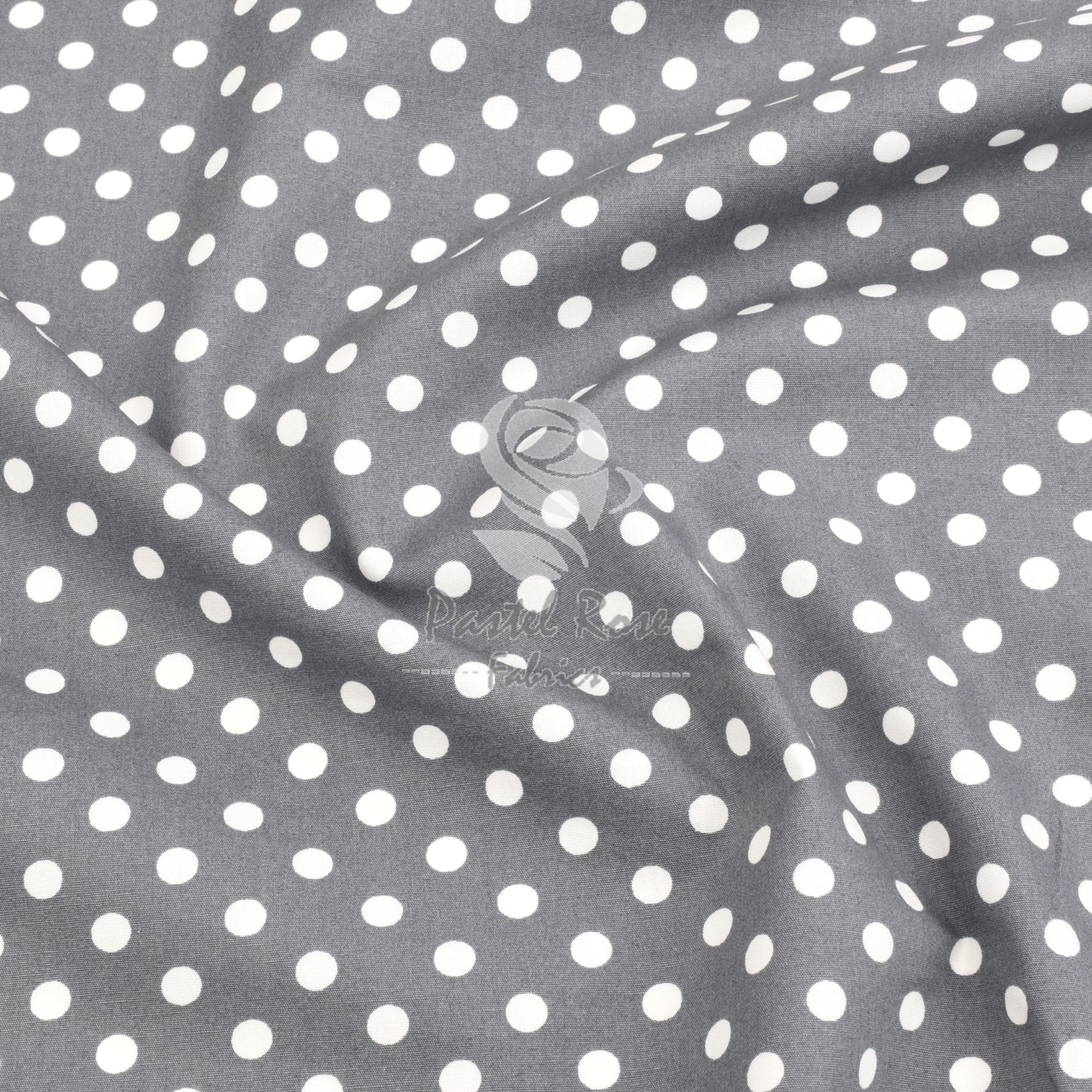 polka dots cotton fabric, grey