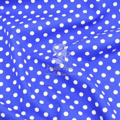 polka dots cotton fabric, royal blue