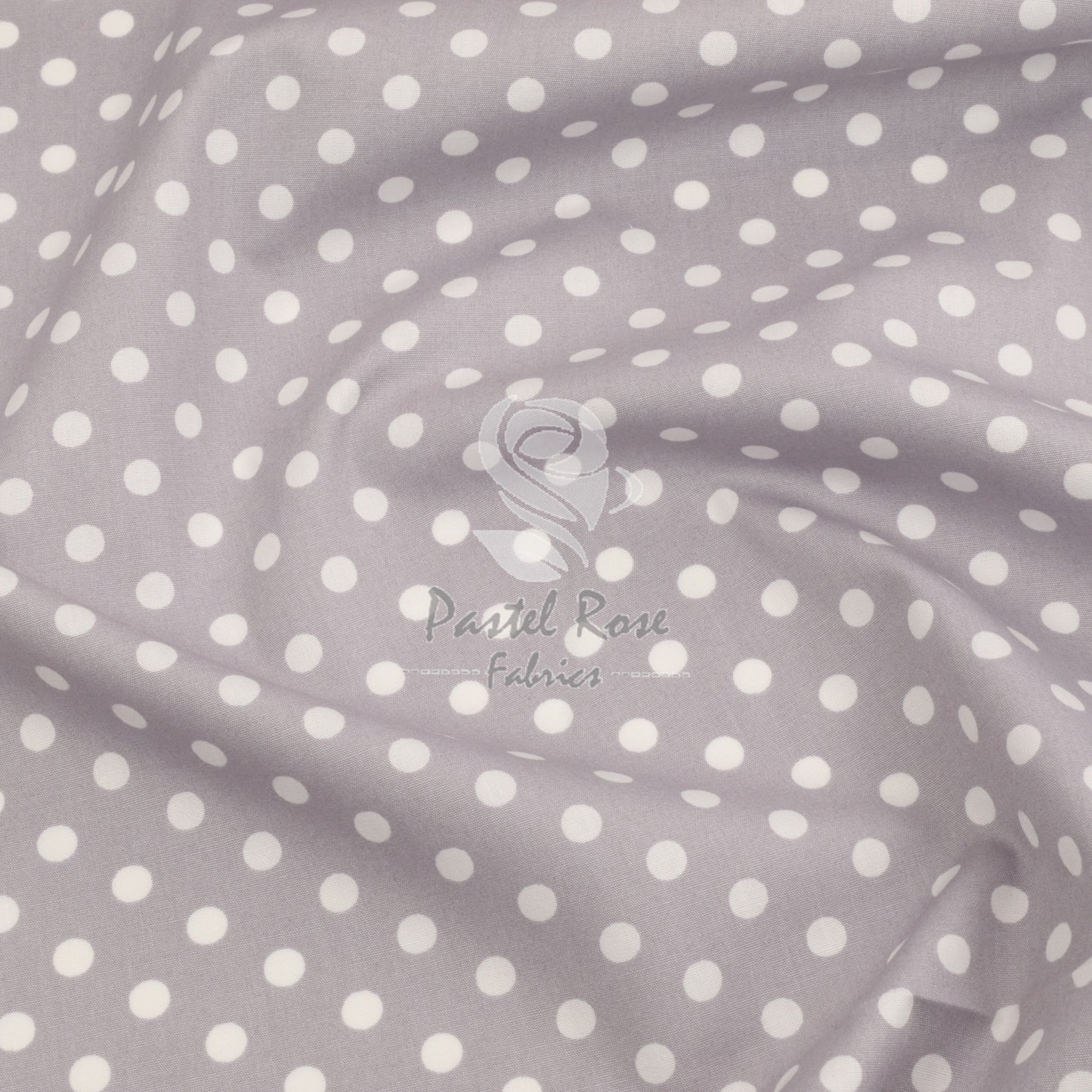polka dots cotton fabric, silver