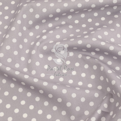 polka dots cotton fabric, silver